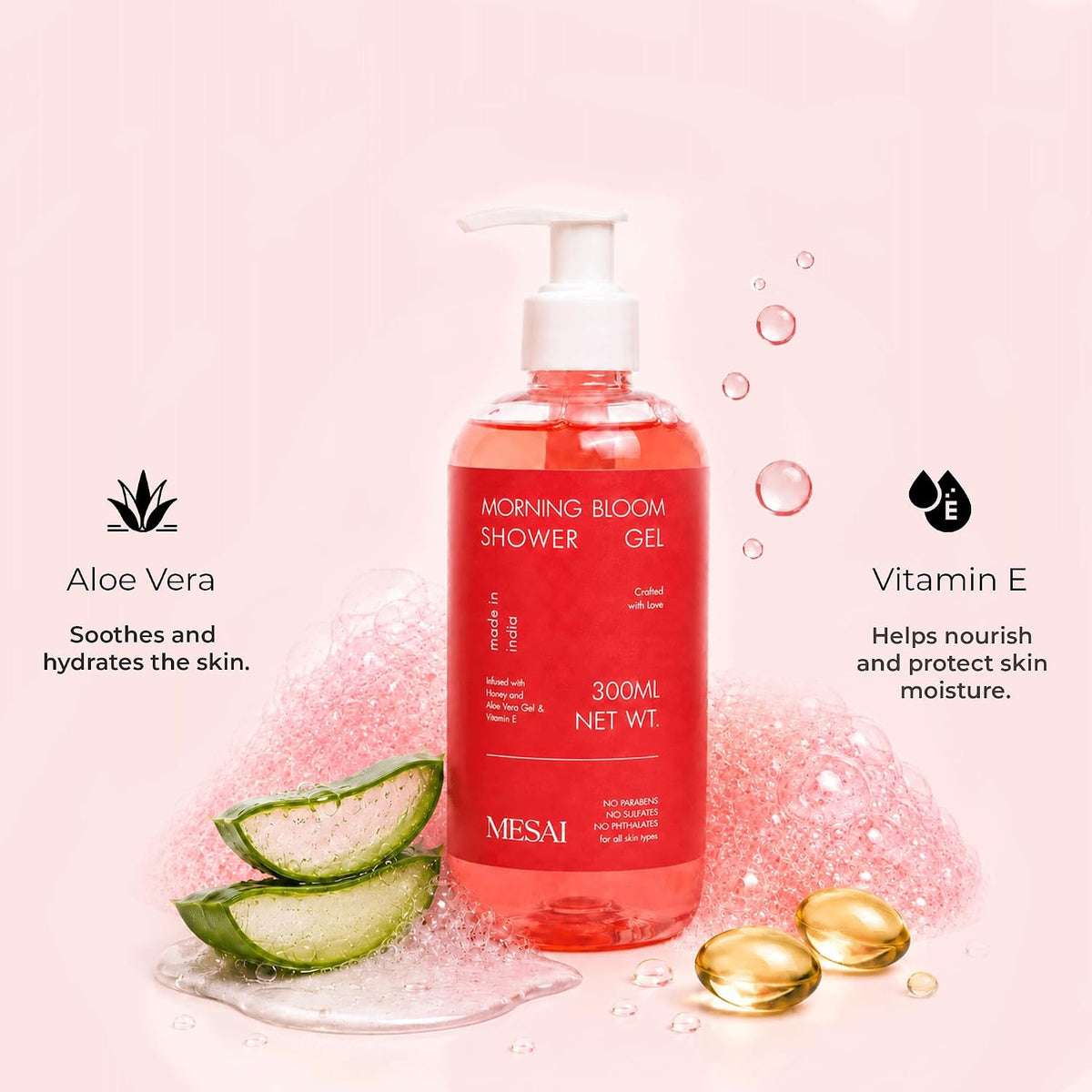Morning Bloom Shower Gel for Men & Women 300ml | Refreshing Floral Fragrance Body Wash | Hydrating Formula with Aloe Vera & Vitamin E | Sulphate & Paraben Free