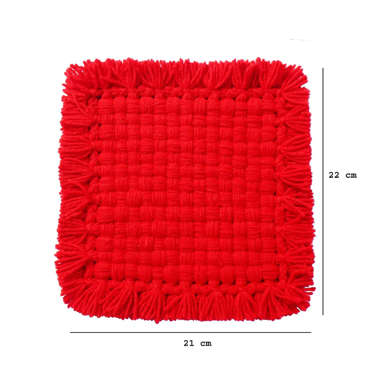 Handcraft Decorative Woolen Pooja Asan for Temple Idol 21 x 22 CM (Red)
