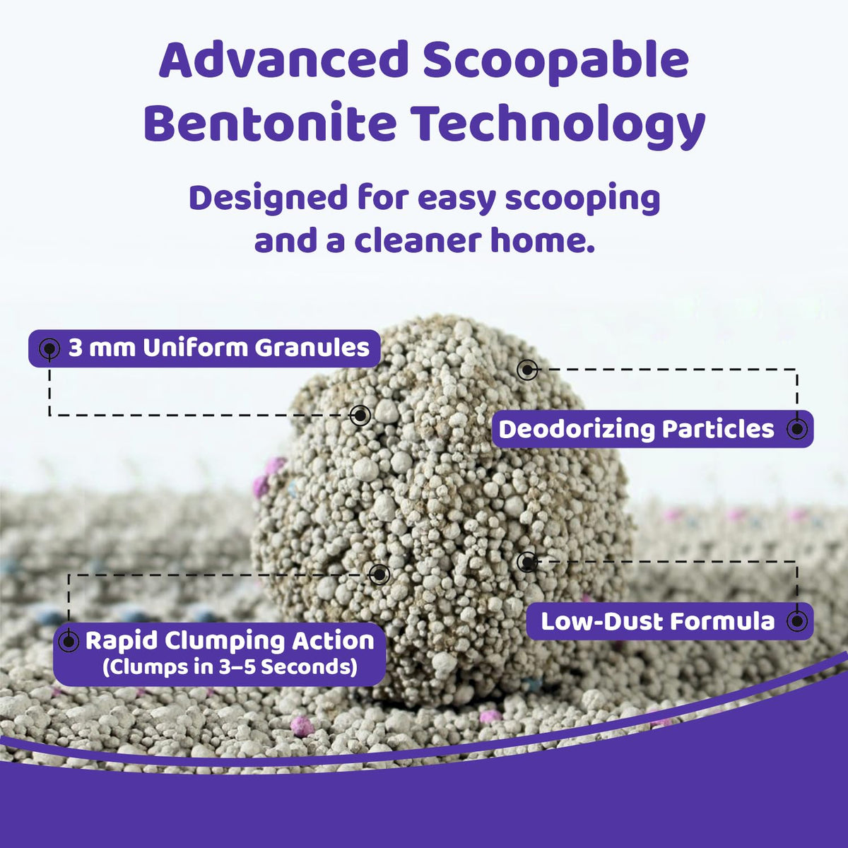 Petoska Lavender Cat Litter 5kg | 100% Natural Bentonite Clay | Clumping Cat Litter with Fast Odour Lock, Low Dust & Gentle on Paws, Premium 5kg Lavender Fragra