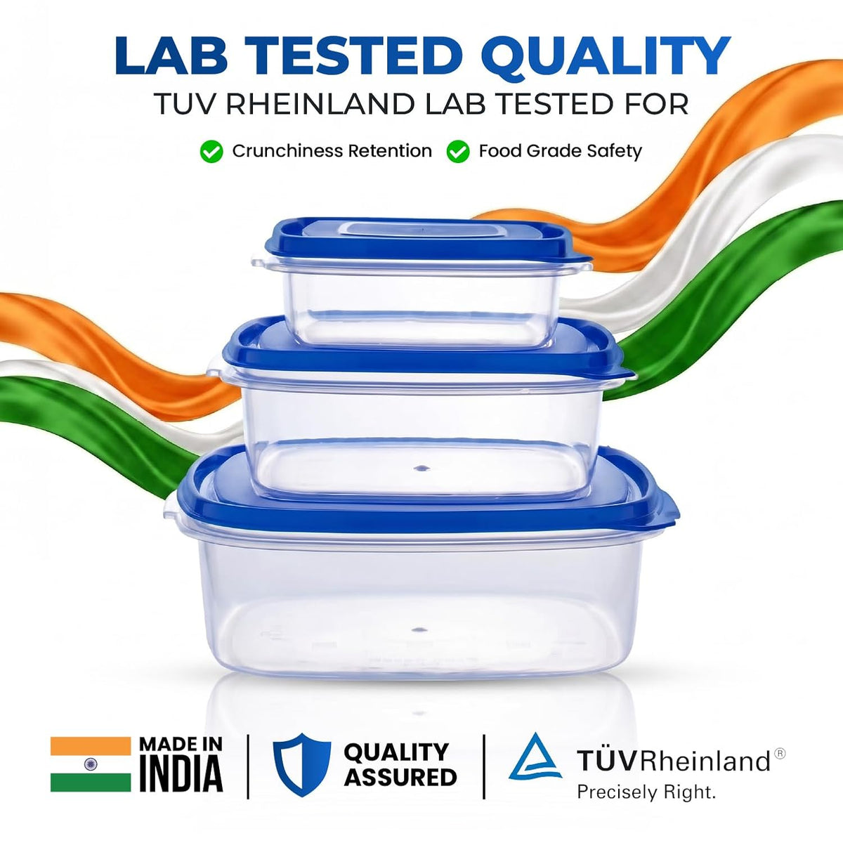 Java Airtight Leak Proof Food Storage Containers, Set of 3-600ml, 1.4L 3L