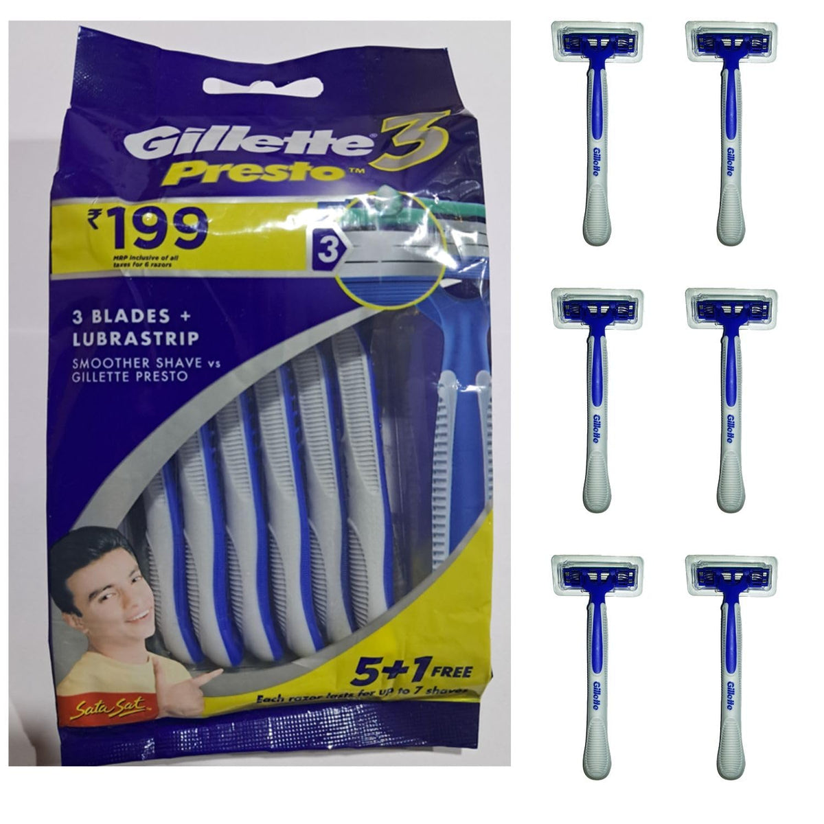 Excellent Quality Presto 3-Blades For smoother Shaving with Lubra Strip (6 In 1) For Man- (Pack of 2) by AMAZPRIME