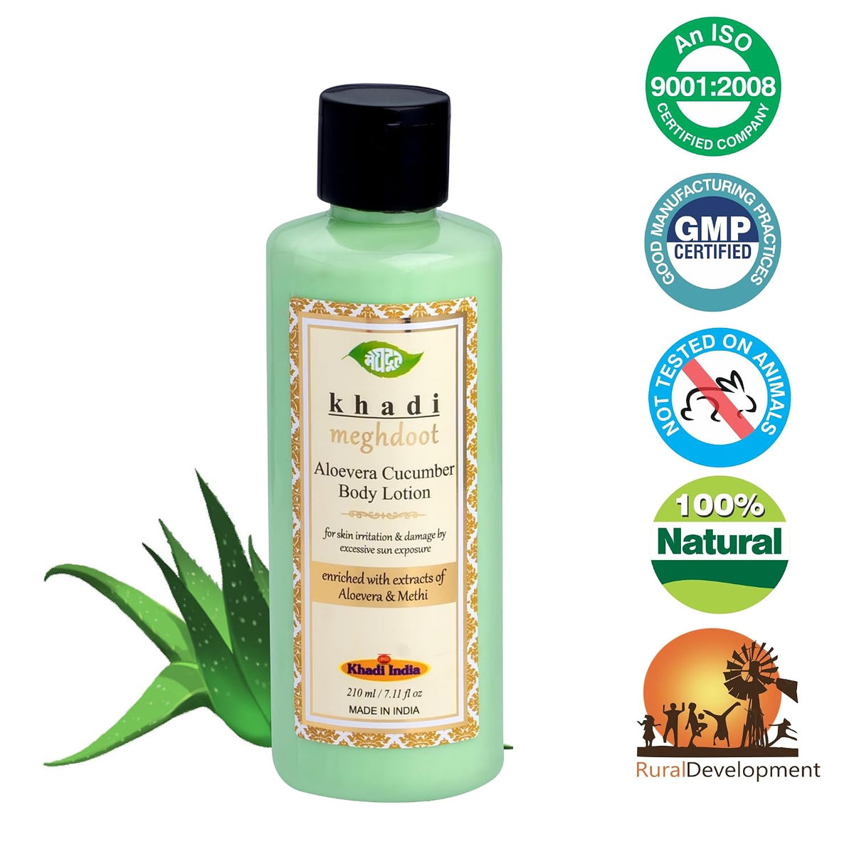 Khadi Meghdoot Aloe Vera Cucumber Intense Hydrating Body Lotion – Deep Moisturizing Formula with Aloe Vera & Cucumber Extract – For Soft, Smooth & Nourished Ski