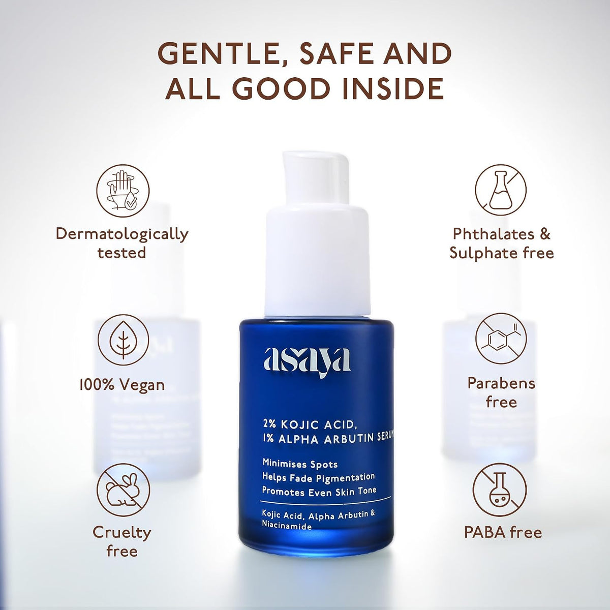 Asaya 2% Kojic Acid + 1% Alpha Arbutin Face Serum | Advanced Brightening & Pigmentation Correction | Lightweight Kojic Acid Serum for Even Tone & Radiant Skin |