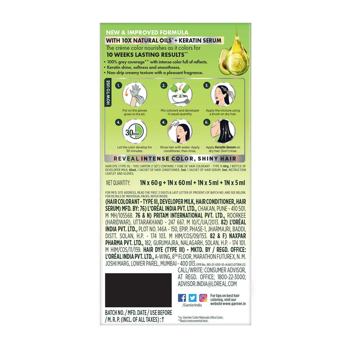 New Garnier Color Naturals with Keratin Shade 3 Darkest Brown SHADE 3, DARKEST BROWN (Pack of 1)