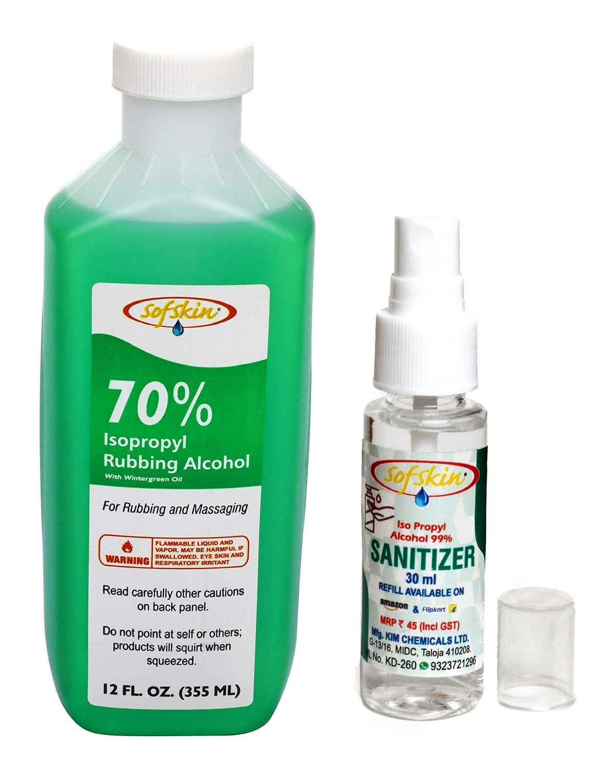 (USA Brand) Premium 70% Iso Propyl Rubbing Alcohol with Wintergreen Oil, No artificial colour - 355 ml (FREE Spray Bottle). Also Good cleaning agent for Laptop,