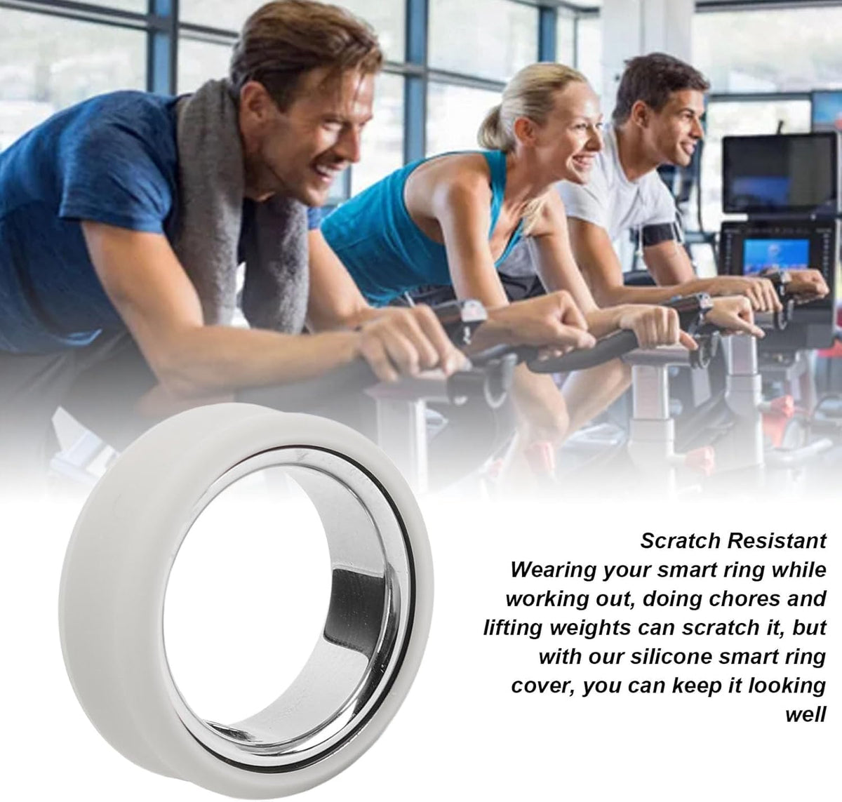 OJOS Silicone Ring Cover Compatible with Oura Ring Gen 3/ Gabit Ring, Round Ring Case Elastic Ring Protection Smart Ring Protector Sleeve Accessories (Gray, Sma