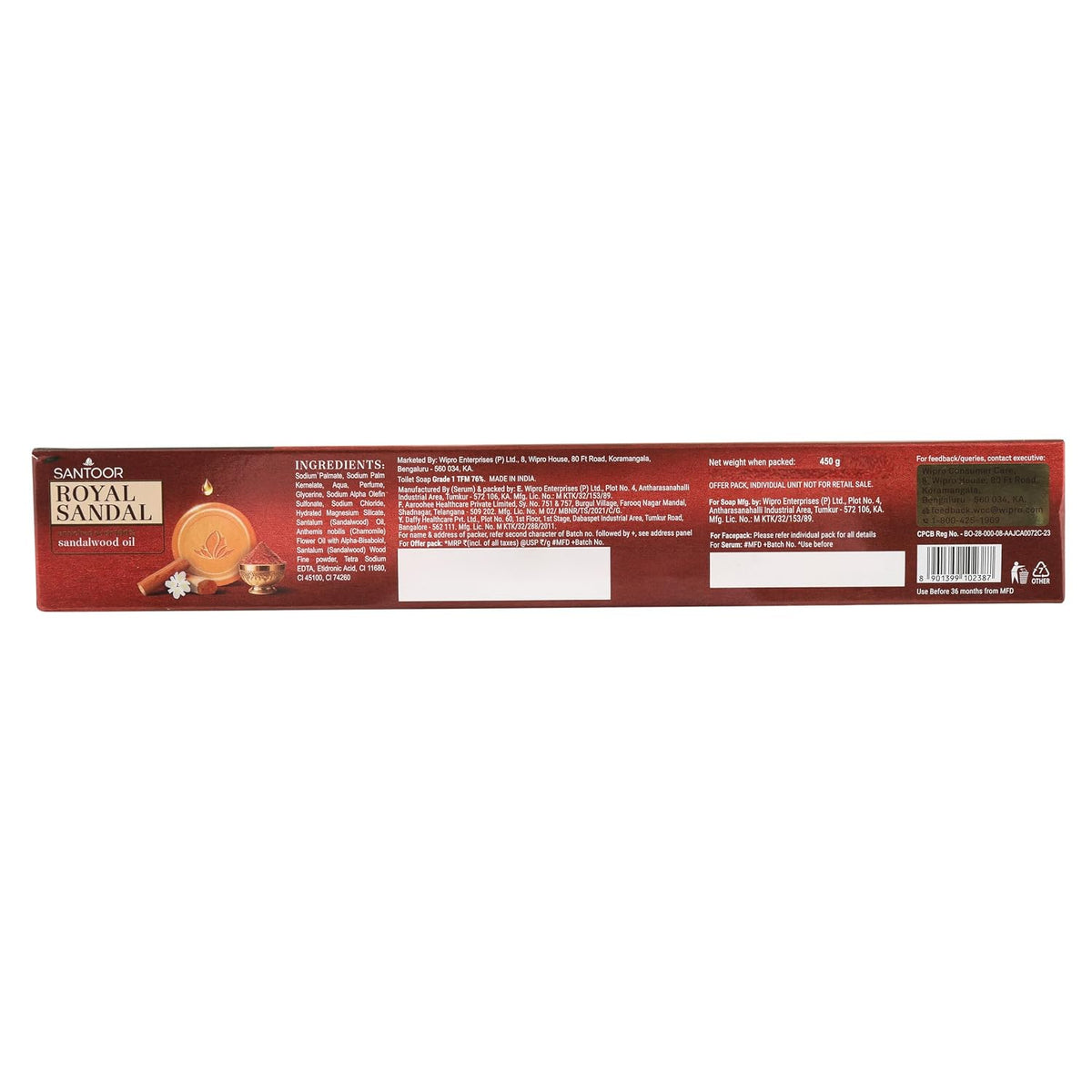 Santoor Royal Sandal Soap, Face Serum & Face Pack, 150 gm (Pack of 3)
