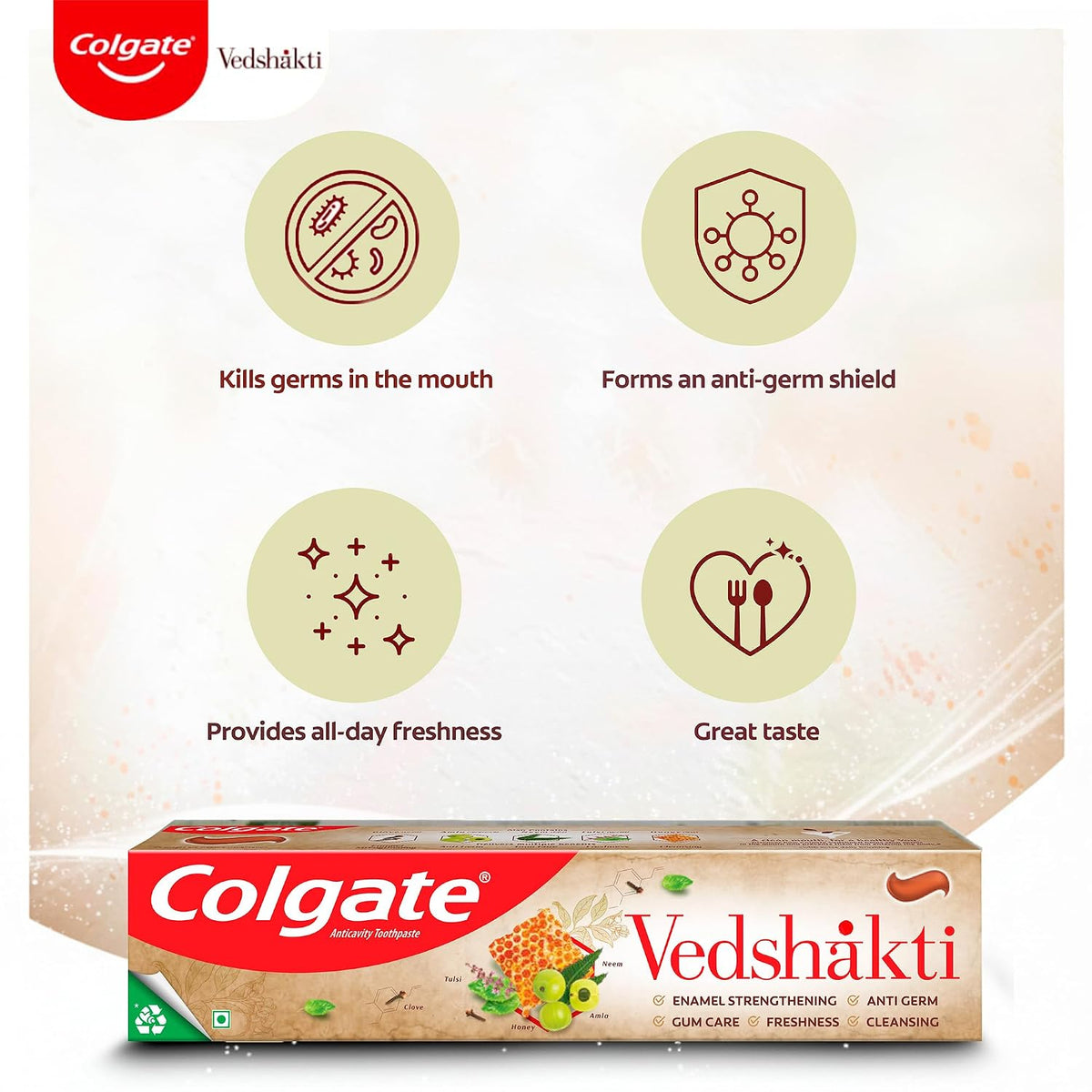 Colgate Swarna Vedshakti Ayurvedic Oral Care Toothpaste with anti-germ properties for whole mouth protection - 200gm