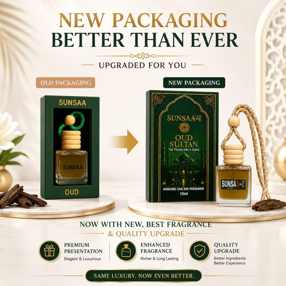 Premium Car Hanging Perfume Diffuser Combo Pack of 2 | Oudh Sultan & Musk Monarch Fragrance | Luxury Car Air Freshener for Car, SUV, Office & Home | Hanging Car