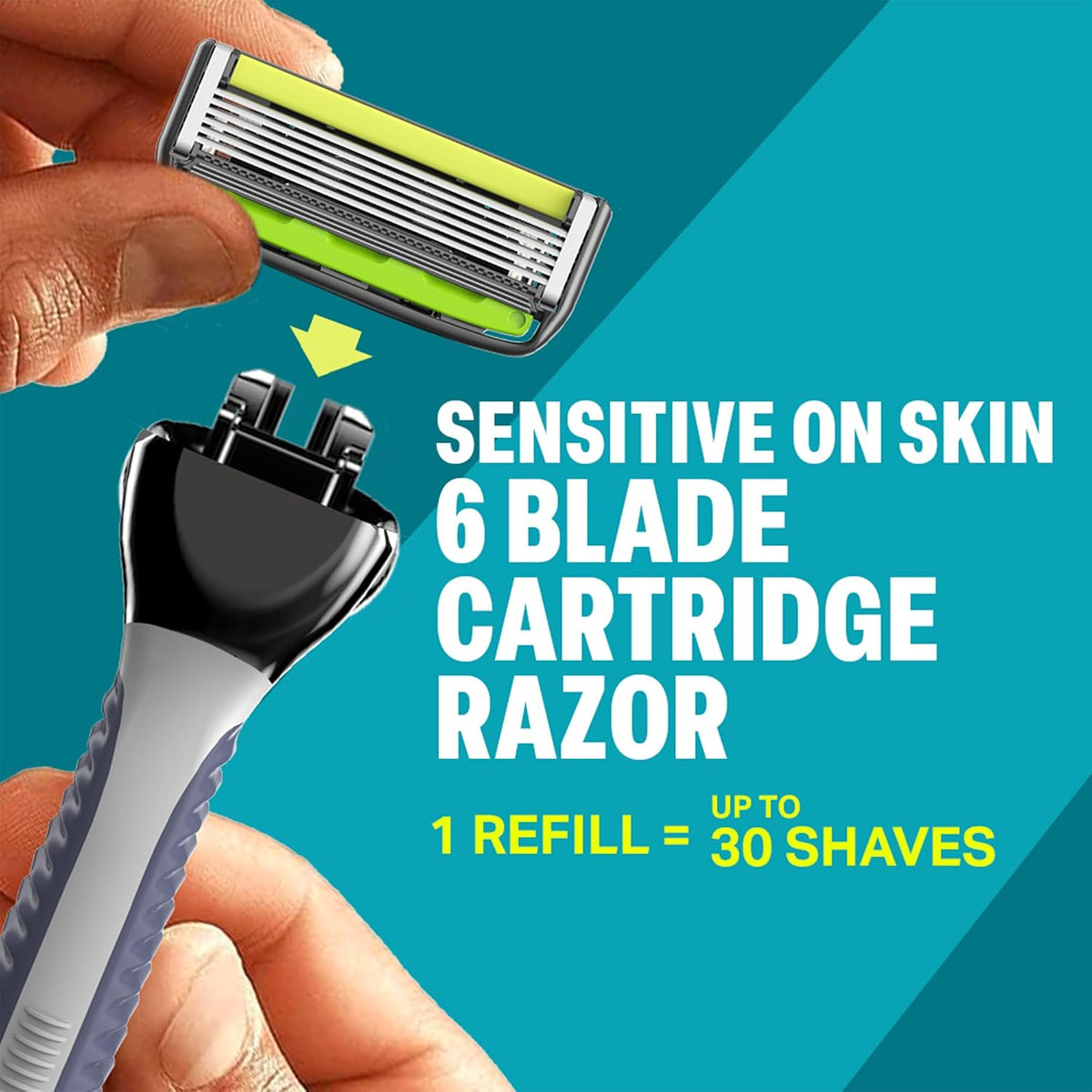 Bombay Shaving Company Sensi Flo 6 Value Pack (Handle + 3 Blades Cartridge) | Up To 4 Months Of Shaves |World's First 6 Blade Razor for men, Trimmer Blade, Skin