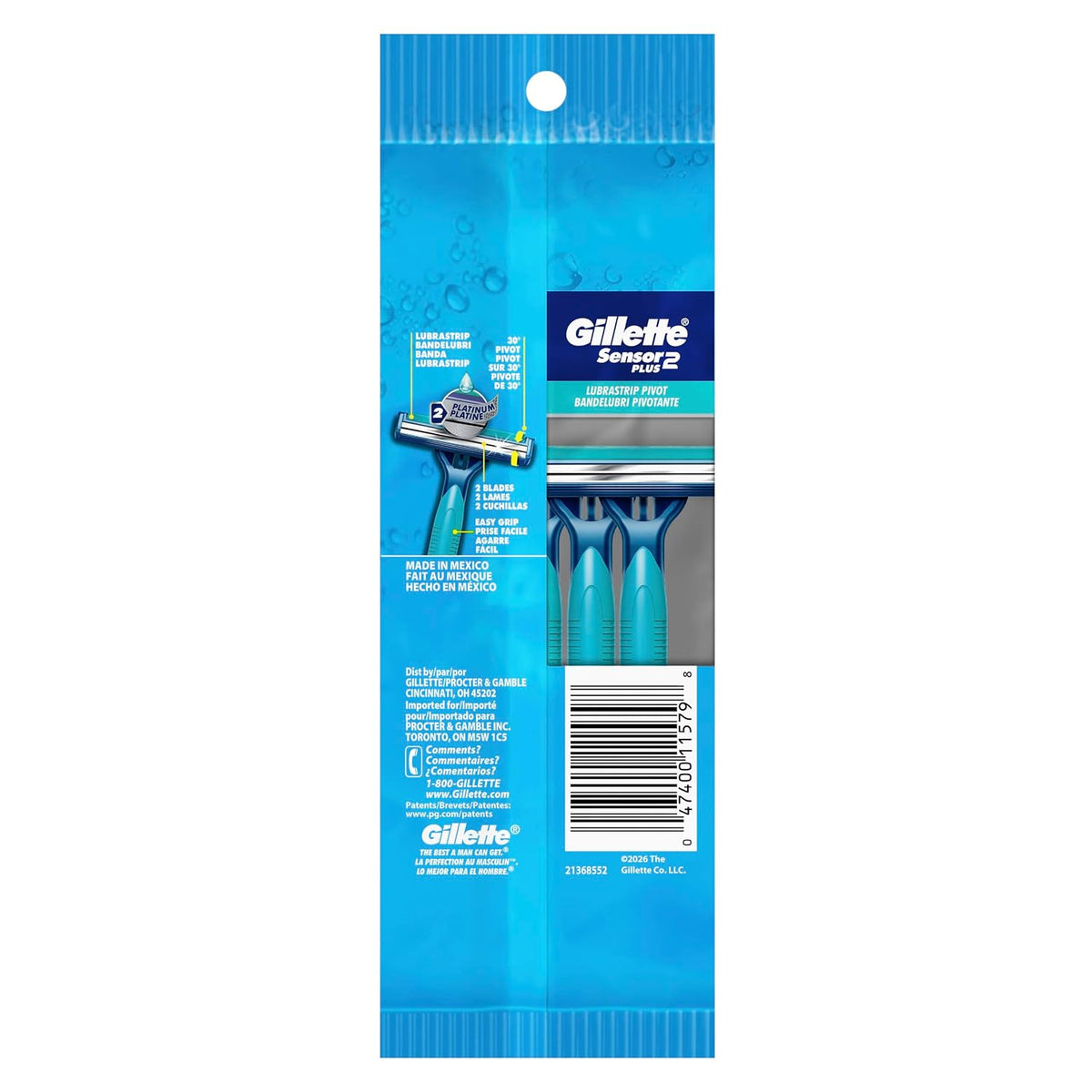 Gillette Sensor2 Plus Men's Disposable Razor, Pivot, 10 count (Pack of 3), Mens Disposable Razor / Blades