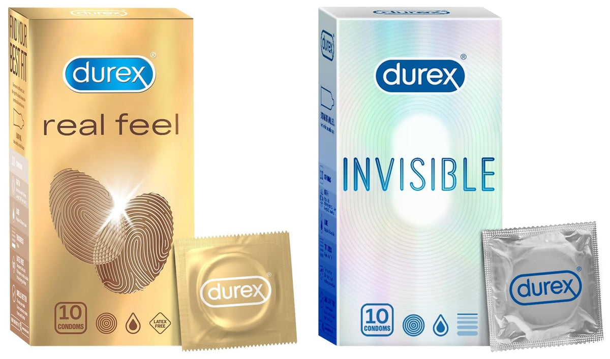 Durex Real Feel Condoms For Men - 10 Count| For Real Skin On Skin Feeling| Latex Free & Invisible Super Ultra Thin Condoms For Men - 10 Count