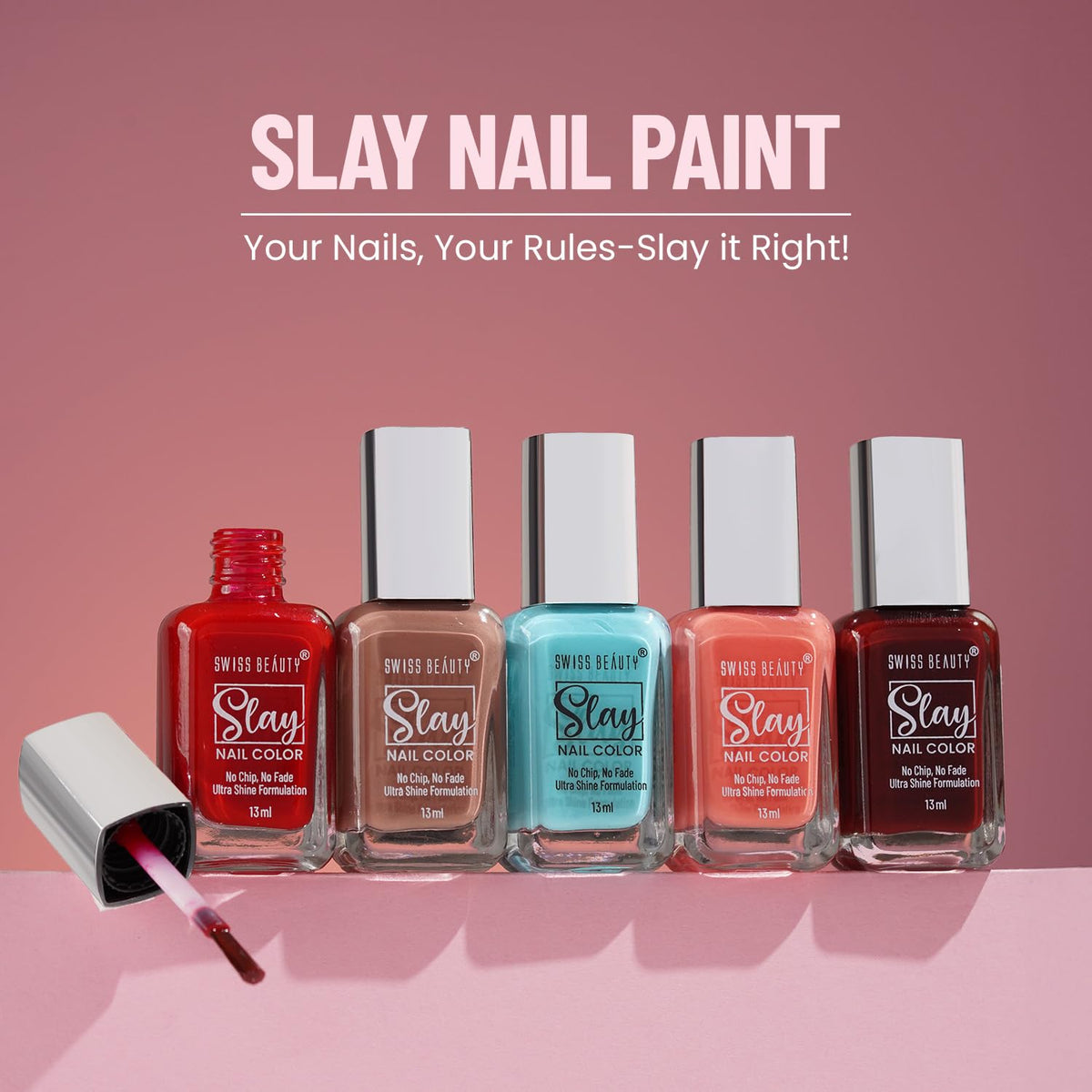 Swiss Beauty Slay Nail Colour – Vibrant, Glossy & Long-Lasting - 13 ML, Classic Cream Shade-401