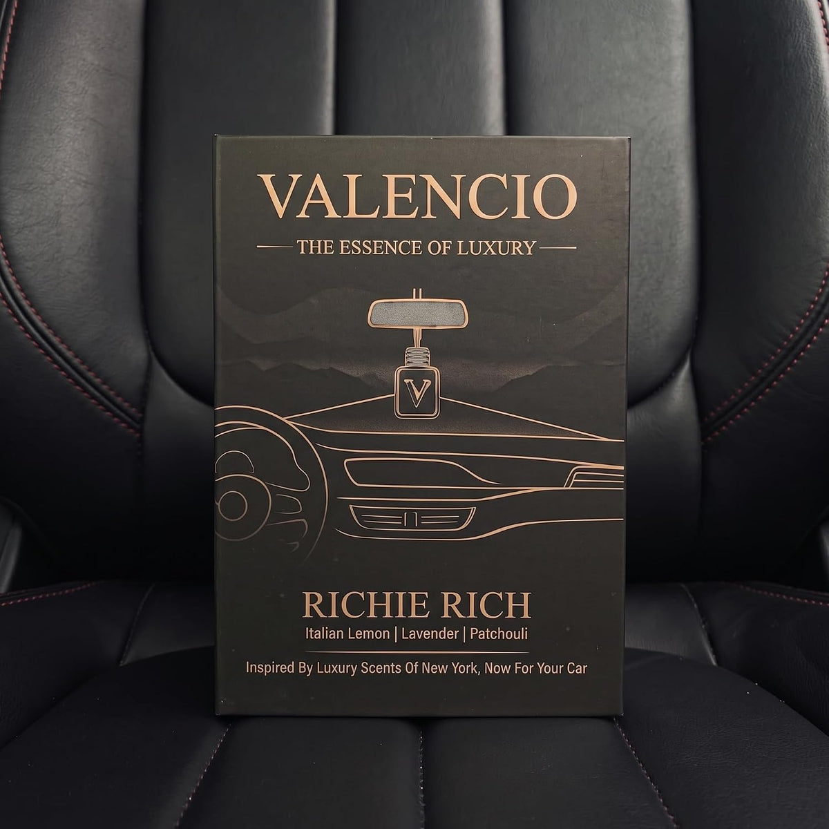 Valencio Luxury Car Perfume Richie Rich – Italian Lemon Hanging Diffuser | Fragrance Inspired by Luxury Body Perfumes | Natural Essential Oils | Long-Lasting Fr