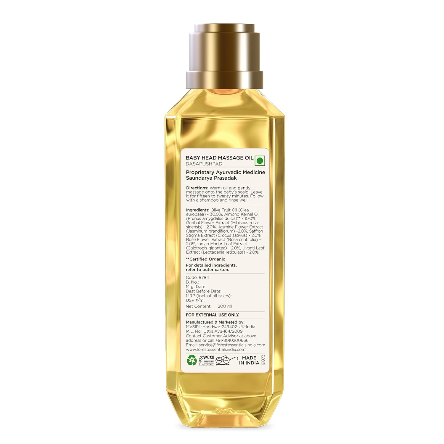 Forest Essentials Dasapushpadi Baby Head Massage Oil, 200ml