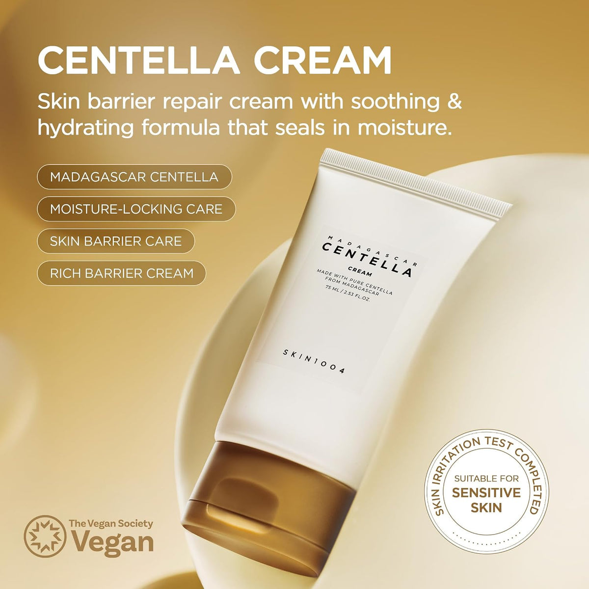 SKIN1004 Madagascar Centella Cream | Korean Face Moisturizer with Organic Ingredients | Hydrating, Brightening & Anti-Wrinkle Skincare, 75ml 75 ml (Pack of 1)