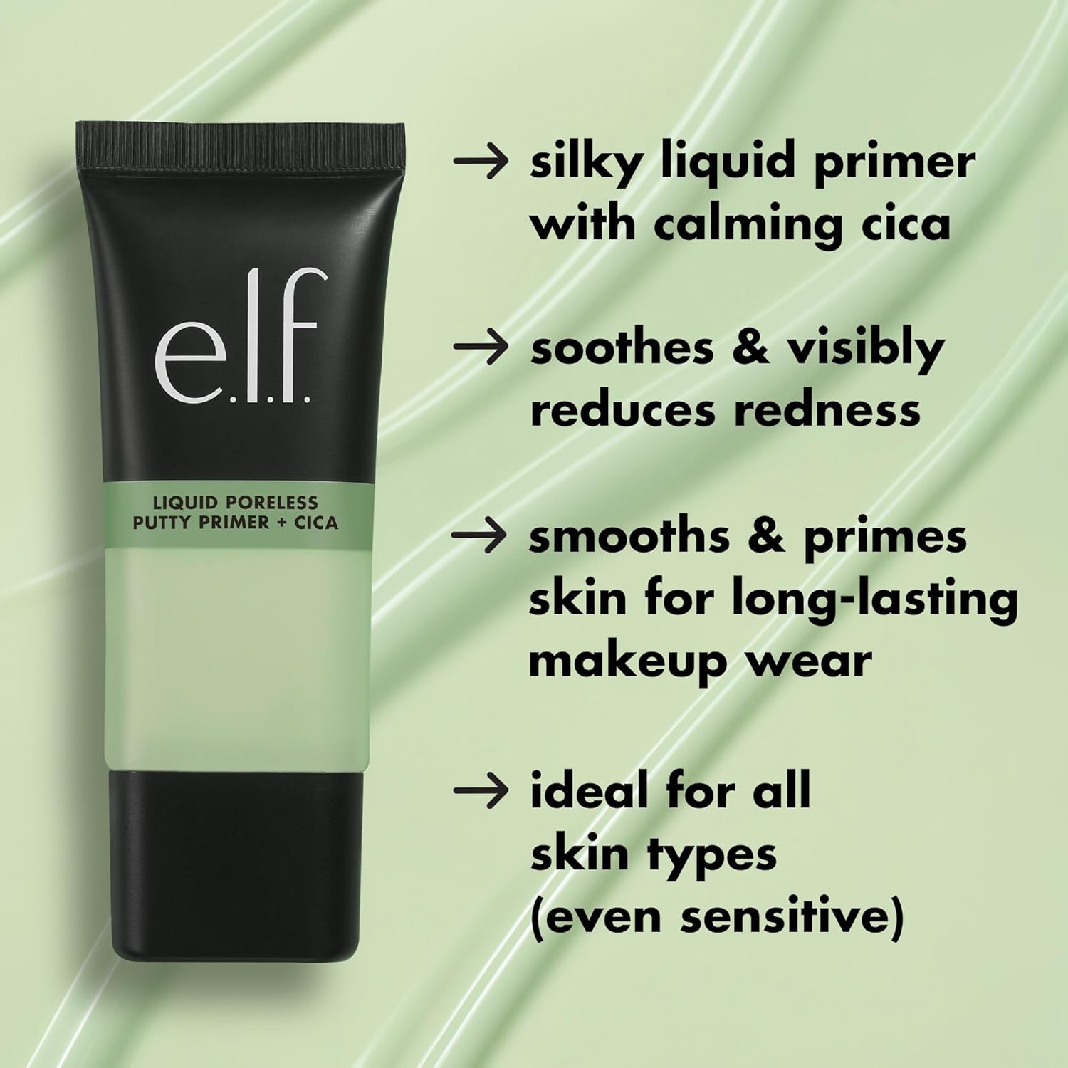 e.l.f. Liquid Poreless Putty Primer + Cica, Face Primer For Gripping Makeup, Visibly Reducing Redness & Soothing Skin, Vegan & Cruelty-Free
