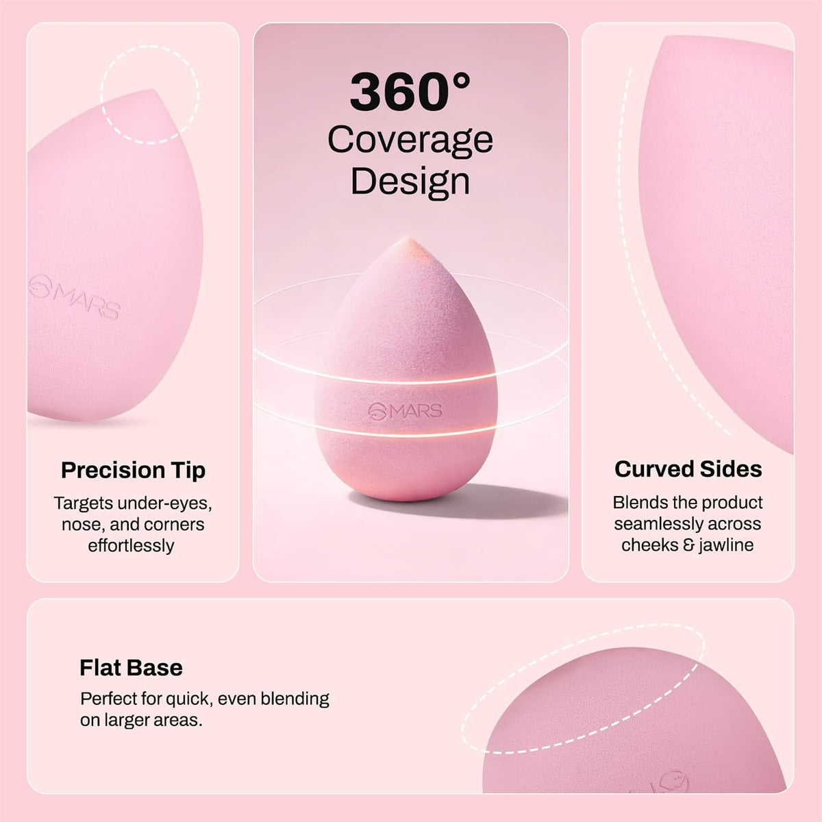 MARS Squishy Makeup Blender | Seamless Natural Finish | Minimal Product Absorption | Soft Latex-Free | Uses for Foundation, Concealer, Contour & Powder SQUISHY