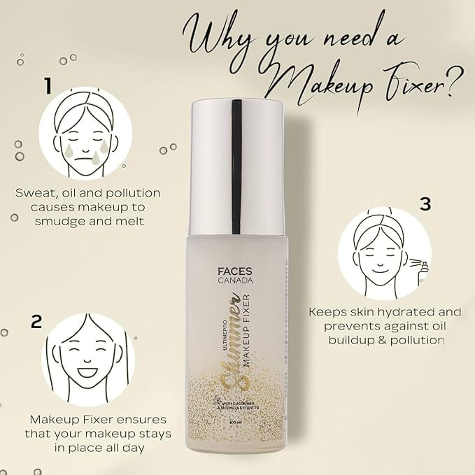 Faces - Ultime Pro Shimmer Makeup Fixer, Long Lasting Makeup Setting Spray (100ml)
