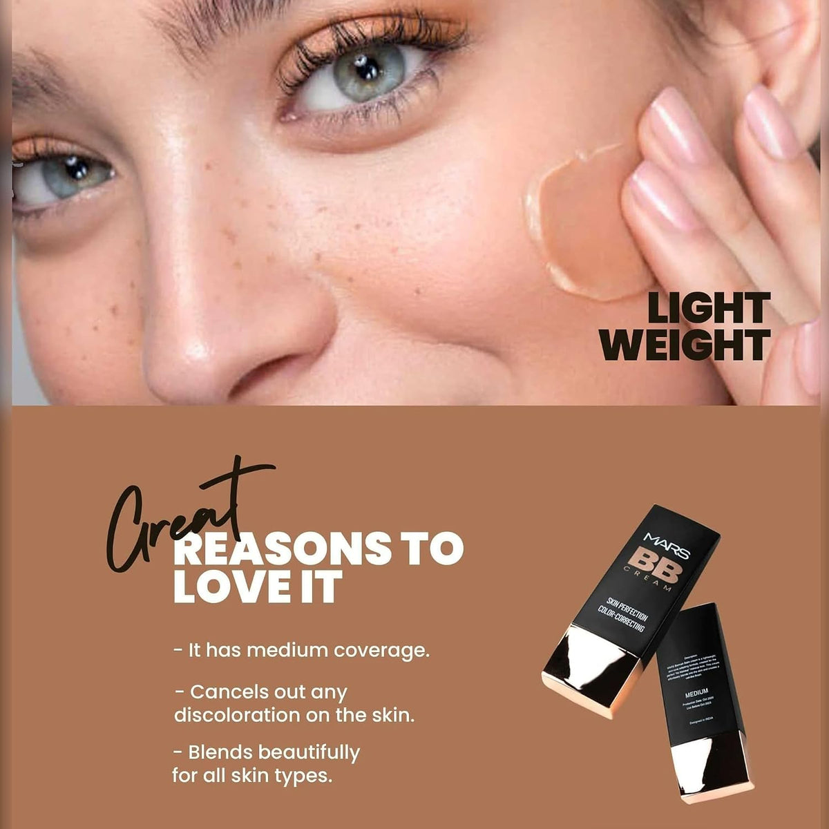 MARS BB Cream Lightweight Foundation | Blendable BB Cream for Women(30 ml) (Tan) Matte Lip Liner | One Swipe Smooth Application | Long Lasting Lip Pencil (1.4gm