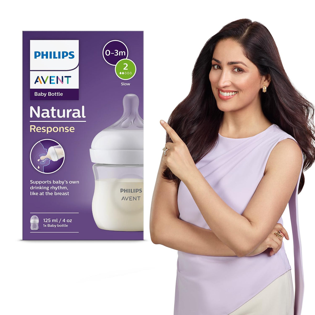 Philips Avent Natural Response Baby Feeding Bottle - 125Ml Baby Milk Bottle for Newborns and Up, Bpa Free, 0+ Months (Model SCY900/01) Transparent 1 count (Pack