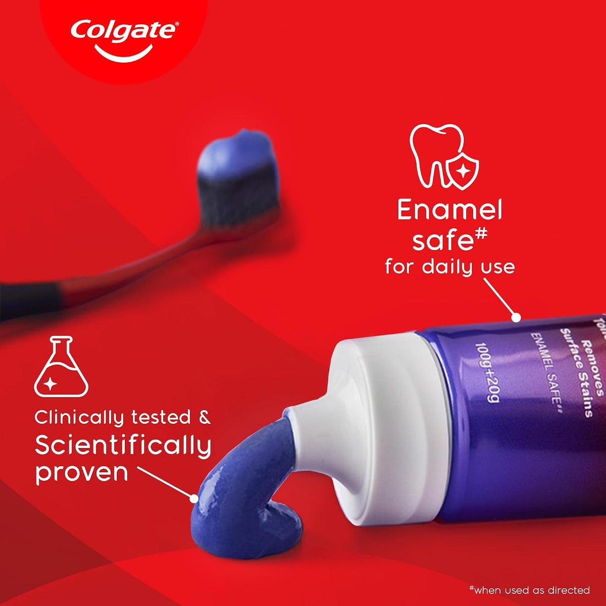 Colgate Visible White Purple Toothpaste for Teeth Whitening, Colgate Toothpaste with Fluoride, Tooth Paste Helps Remove Surface Stains, Whitens Yellow Teeth, En
