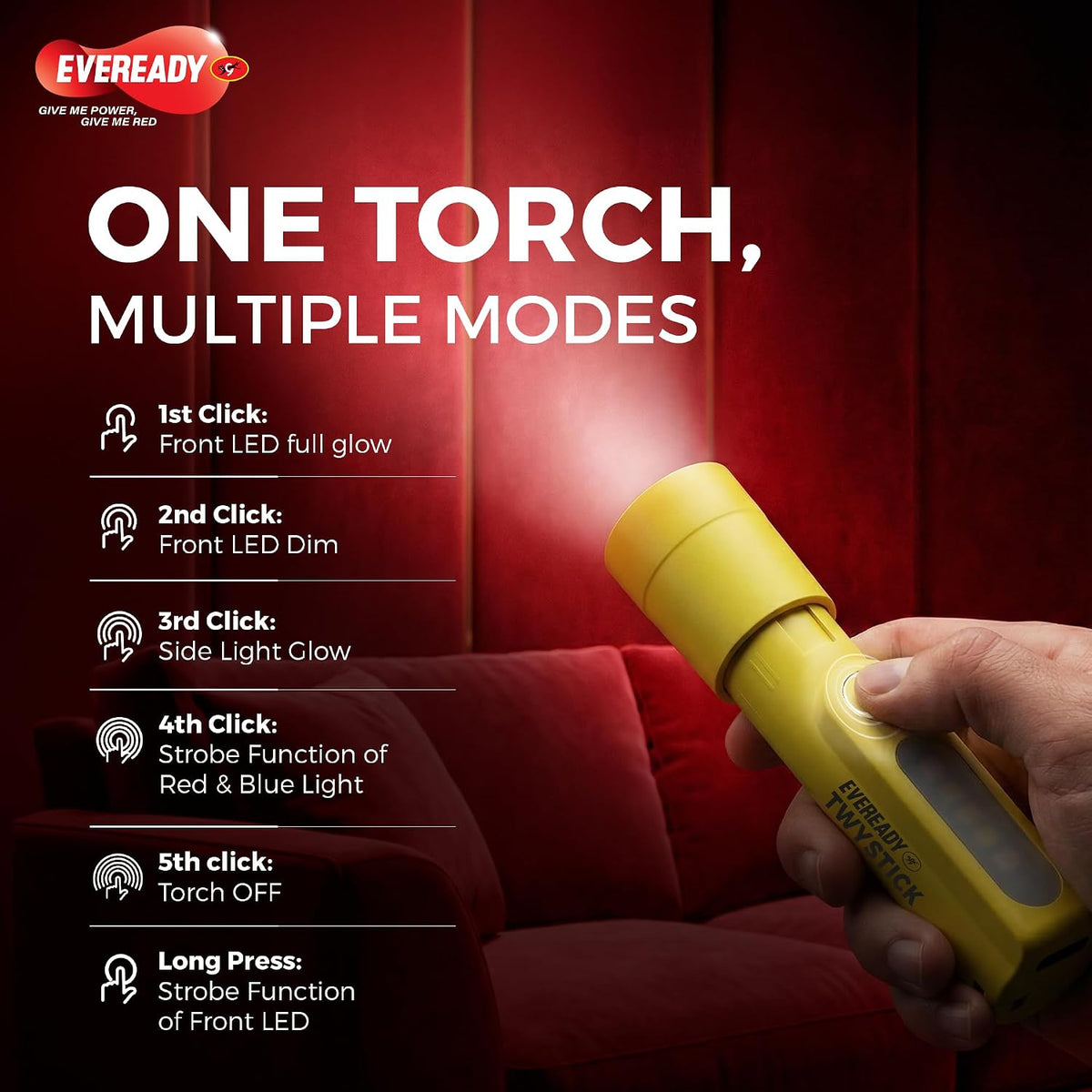 EVEREADY DL 101 Minimight, 1W Rechargeable Emergency Torch + 2W Sidelight 1 Minimight|DL101