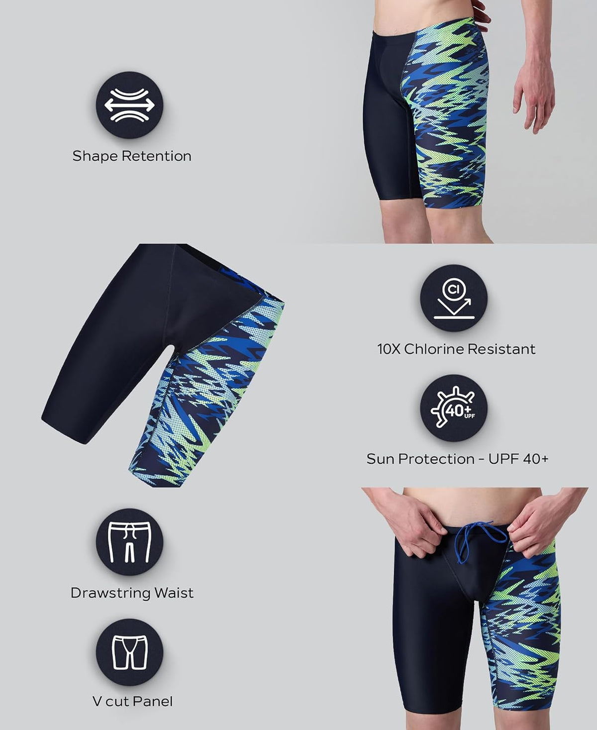 Speedo Men's Endurance10 Hyperboom Print V-Cut Jammer Swimming Trunks | UPF 40+ Sun Protection | Chlorine Resistance | Shape Retention Fabric Swimming Costume |