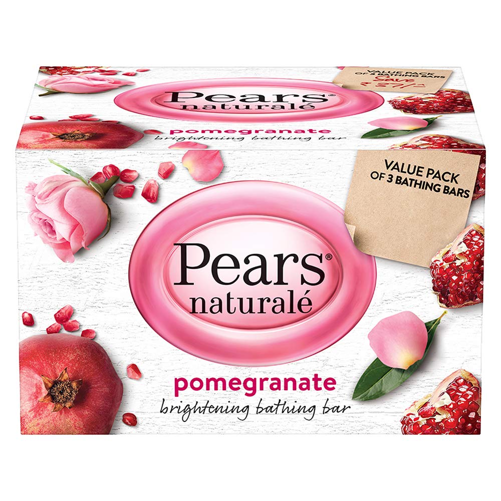 Pears Naturalé Pomegranate Brightening Bathing Soap Bar, 125 g (Pack of 3) & Pears Naturale Nourishing Coconut Water Bodywash, 250 ml Pears Naturale + Bodywash