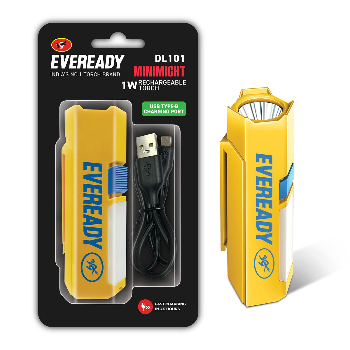 EVEREADY DL 101 Minimight, 1W Rechargeable Emergency Torch + 2W Sidelight 1 Minimight|DL101