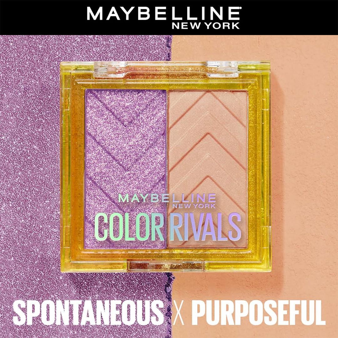 Maybelline Color Rivals Longwear Duo Eyeshadow: Spontenous x Purposeful | Long lasting, Sweatproof, Waterproof, 3g