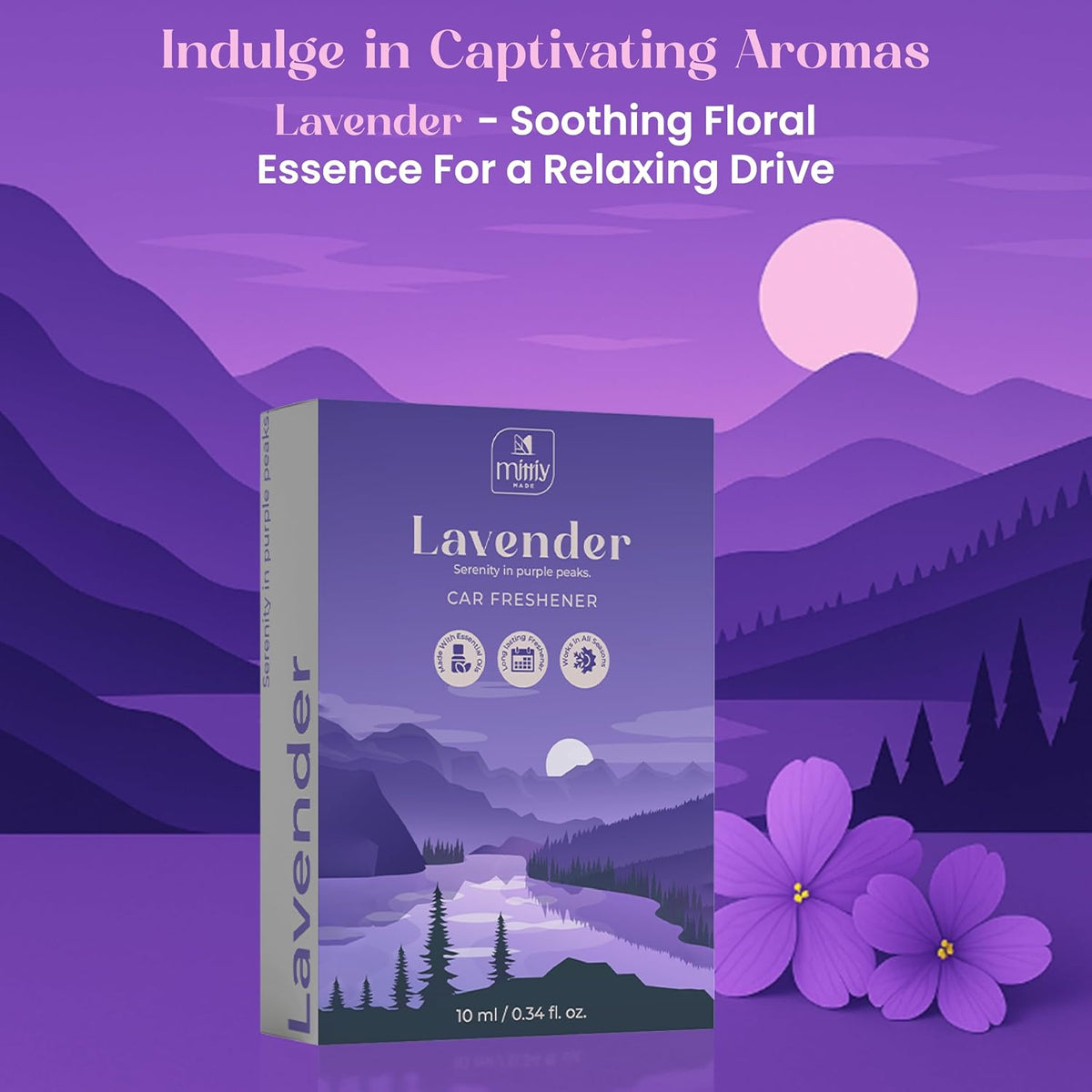 Lavender Car Perfume Hanging | Wooden Lid Car Diffuser | Essential Oil Car Freshener | Car Accessories Interior | Long-Lasting Car Fragrance | Leak-Proof Glass