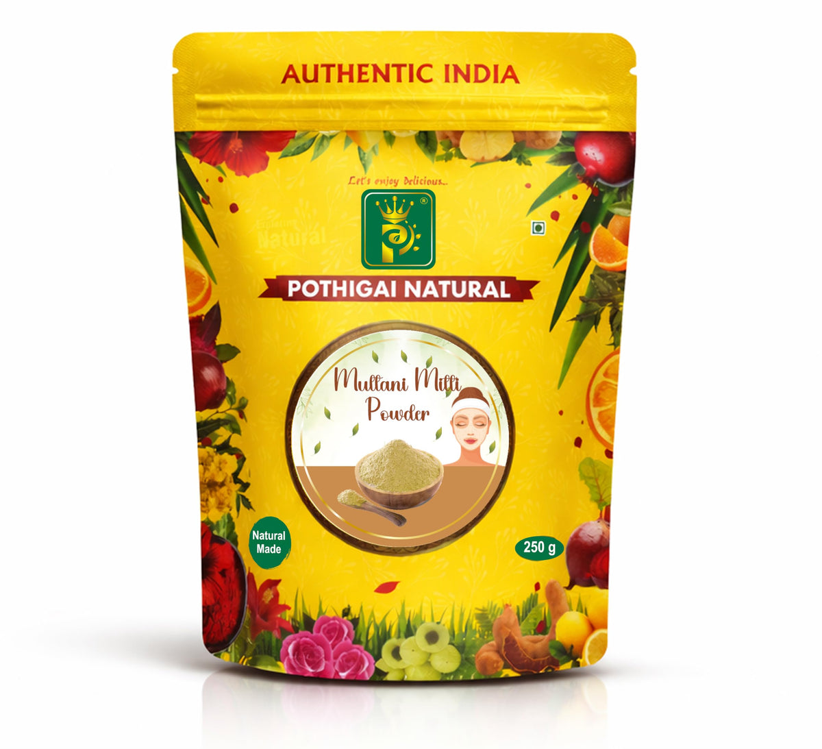 POTHIGAI NATURAL Multani Mitti Powder 250g | 100% Pure Fuller’s Earth for Face Pack, Skin Brightening & Oil Control | Natural Clay for Acne & Hair Care
