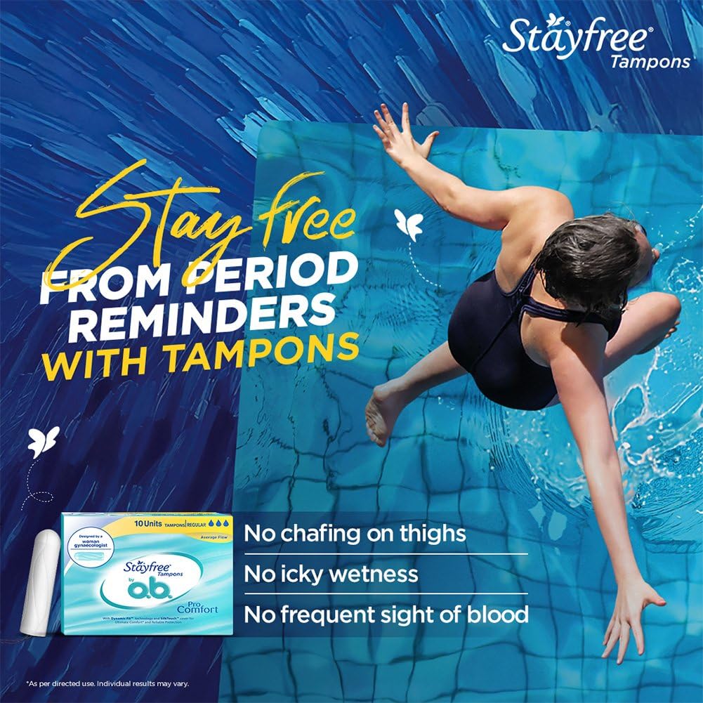 Stayfree Tampons by OB| Normal flow|10 piece| Dynamic Fit Technology| Rashfree| No skin irritation| Upto 100% leakage protection| Silk touch technology| Stain f