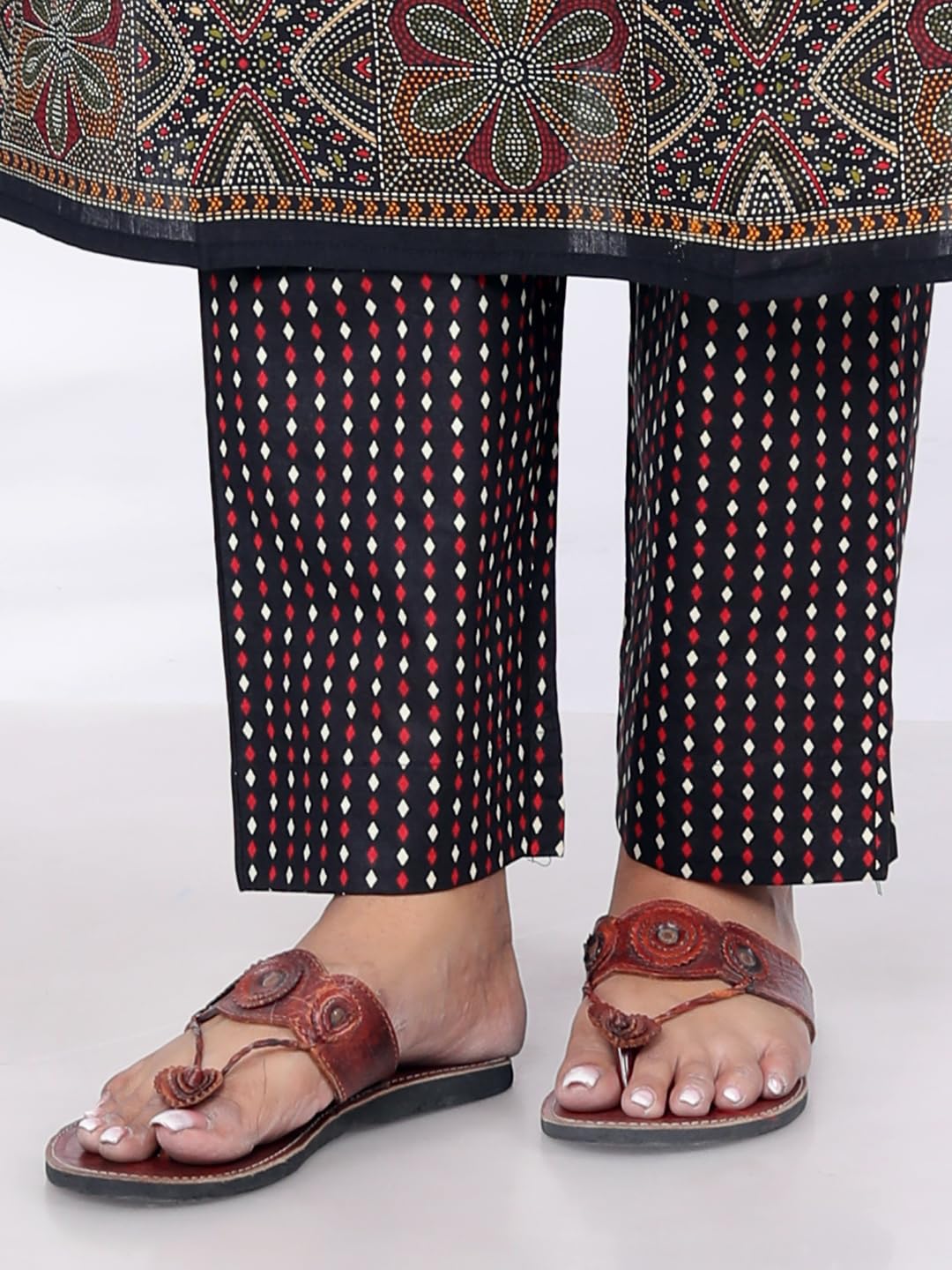 Miraan Cotton Printed Readymade Salwar Suit For Women (MIRAANRV7405_Black)