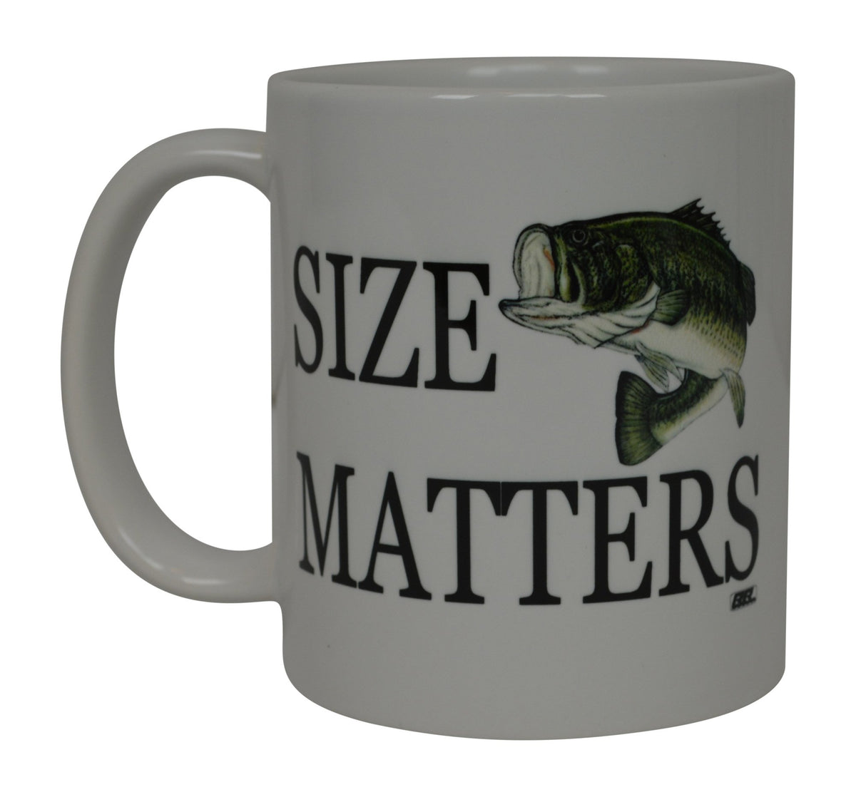Funny Fishing Coffee Mug Size Matters Fish Novelty Cup Great Gift Idea for Men Him Dad Grandpa Fisherman