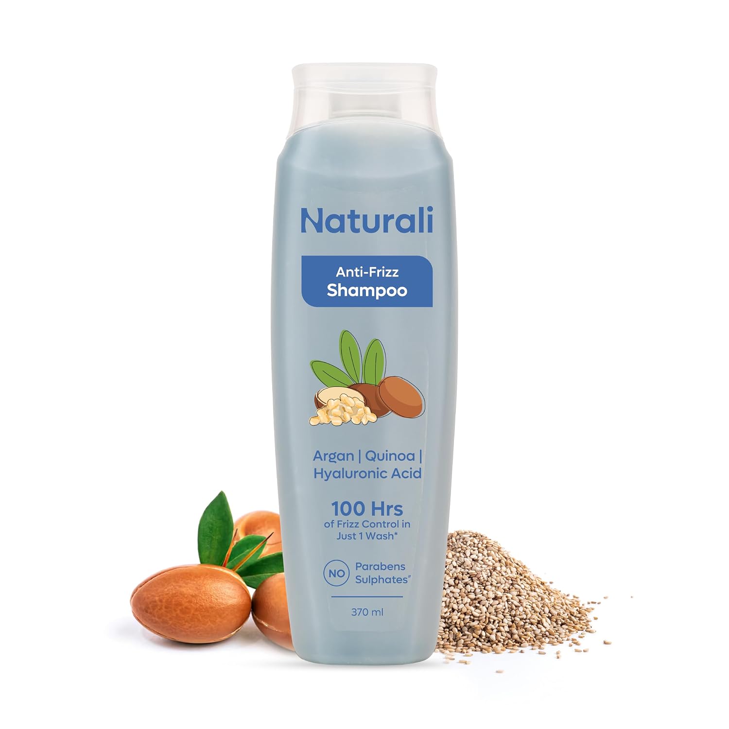 Naturali Moisture Filling Shampoo, With Hyaluronic Acid, Argan Oil & Quinoa For Dry & Dehydrated Hair, Adds Shine & Bounce, Hyaluron Moisture 100H, 370Ml.