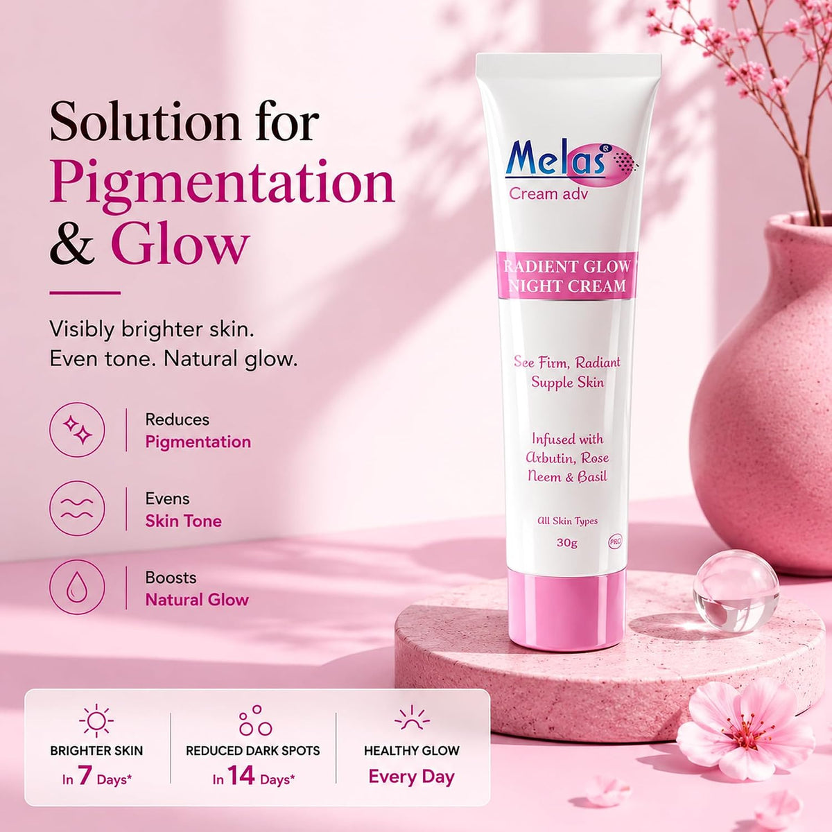 Melas Adv Night Cream for Women | Anti-Ageing, Dark Spots & Brightening 1