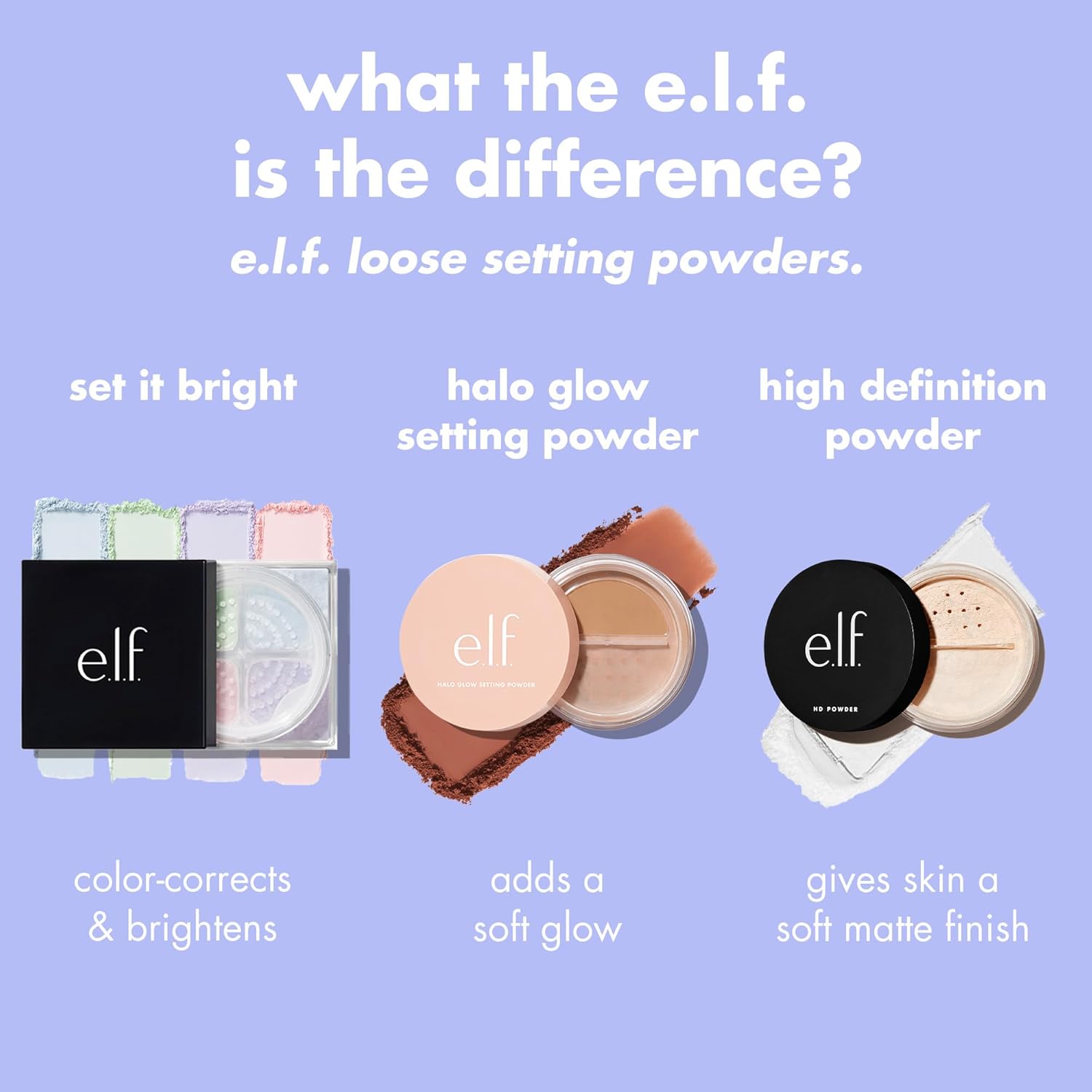 e.l.f. Set it Bright Powder Quad, Brightening Loose Setting Powder, Bakes, Blurs & Sets for Soft-Matte Radiance, Velvet Puff Included, Vegan & Cruelty-Free, Light-Medium