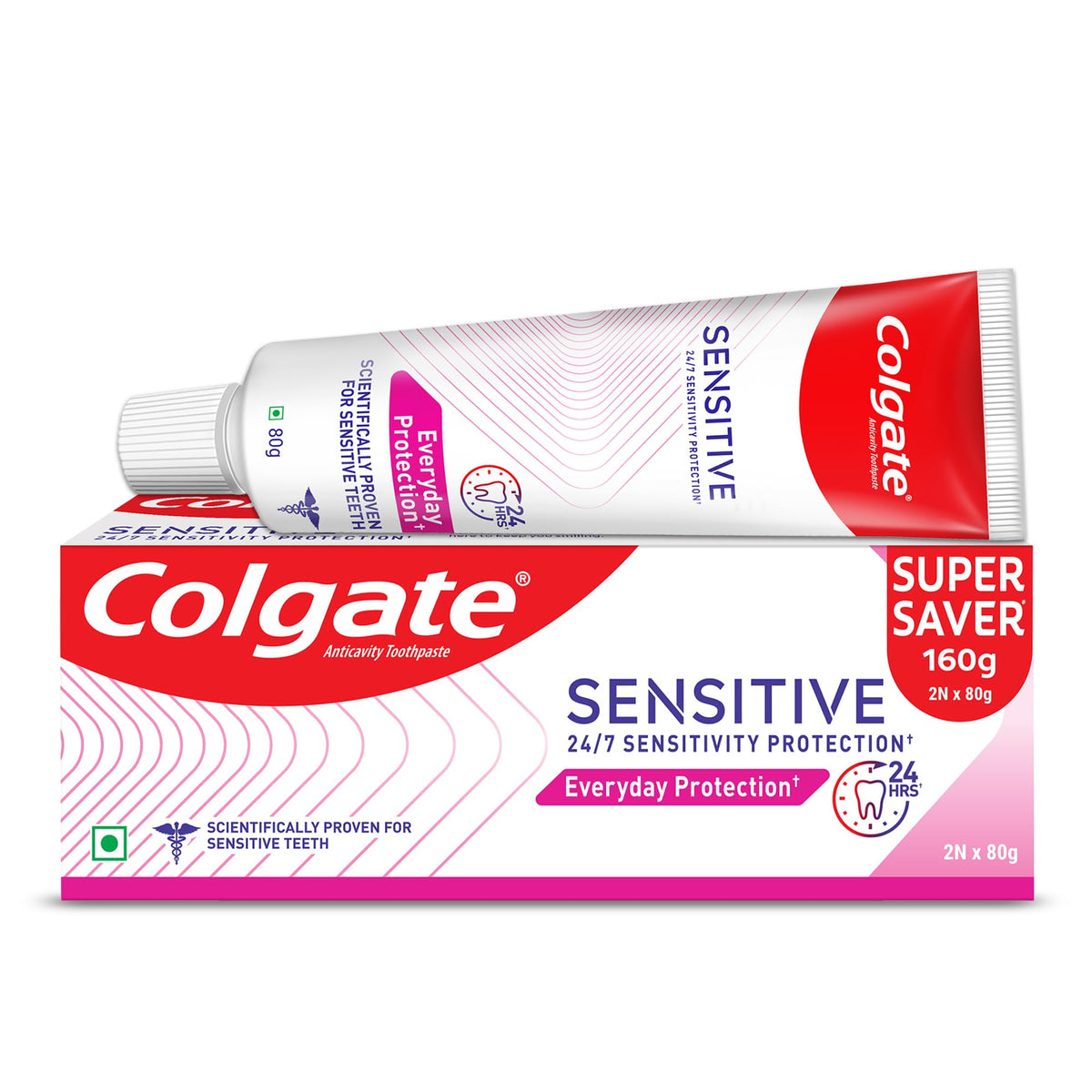 Colgate Sensitive Everyday Protection Toothpaste, Combo Pack Of 160g (80g X 2), Specifically Developed For Sensitive Teeth & Healthy Gums, Colgate Toothpaste Fo