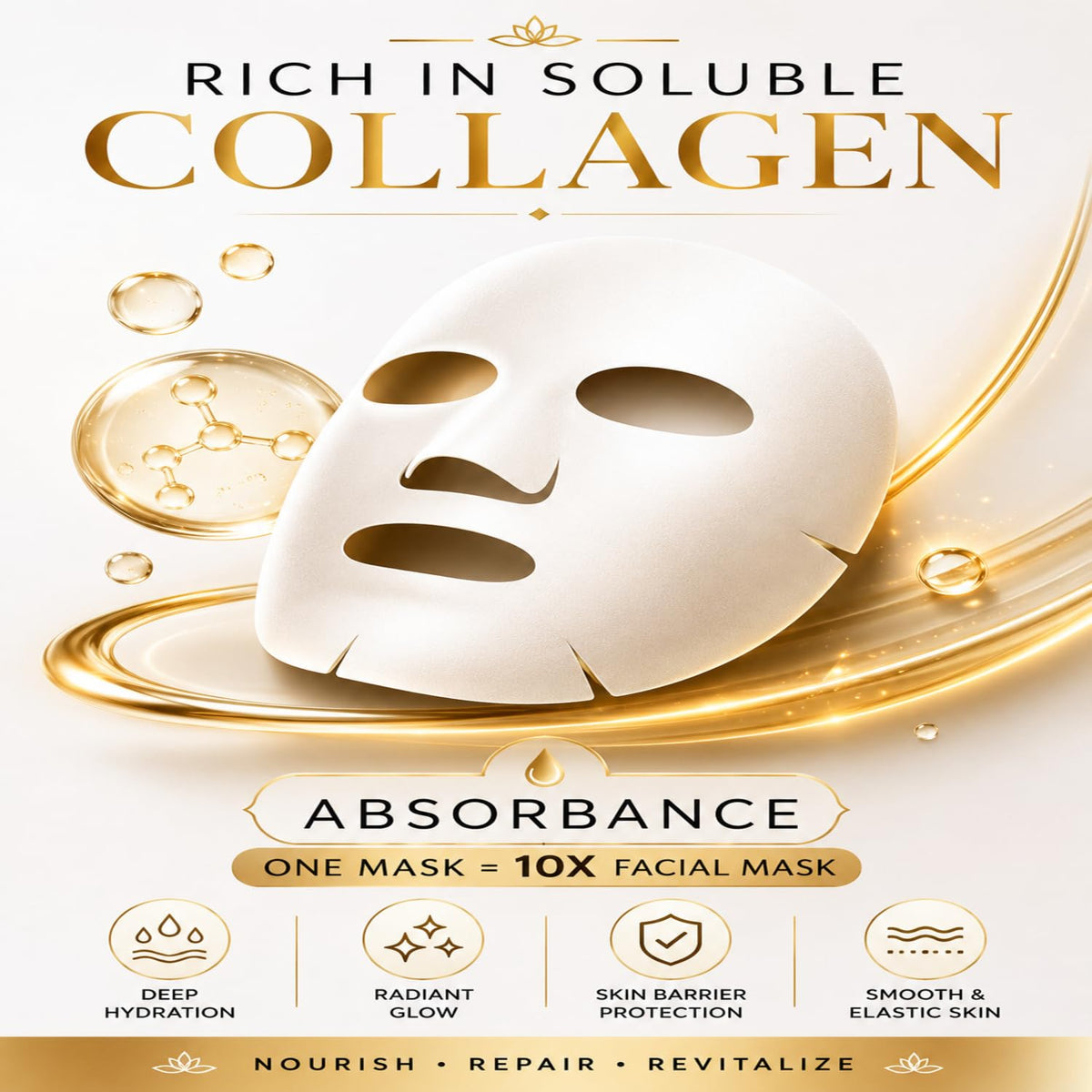 Bio-Collagen Real Deep Facial Mask Sheet | Premium Hydrogel Overnight Face Mask for Deep Hydration & Radiant Glow | Anti-Aging & Anti-Wrinkle Skin Tightening Sh