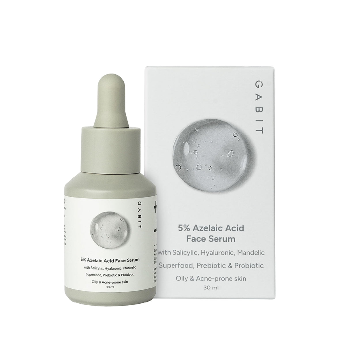 Gabit 5% Azelaic Acid Face Serum For Acne,Blackheads,Open Pores & Spots|Salicylic (1%),Hyaluronic,Green Tea,Prebiotic,Probiotic|For Oily,Acne Prone Skin|Oil & F