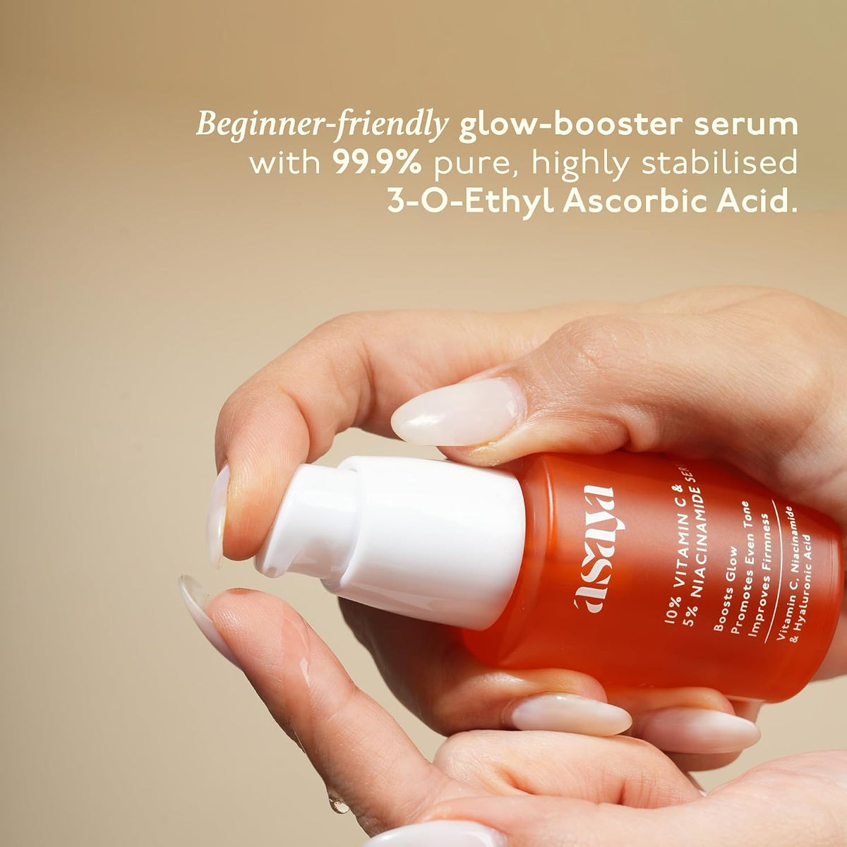 Asaya 10% Vitamin C Face Serum for Brightening & Glowing Skin | With 5% Niacinamide & Hyaluronic Acid | Dark Spot Correcting & Barrier Support | For Skin Radian