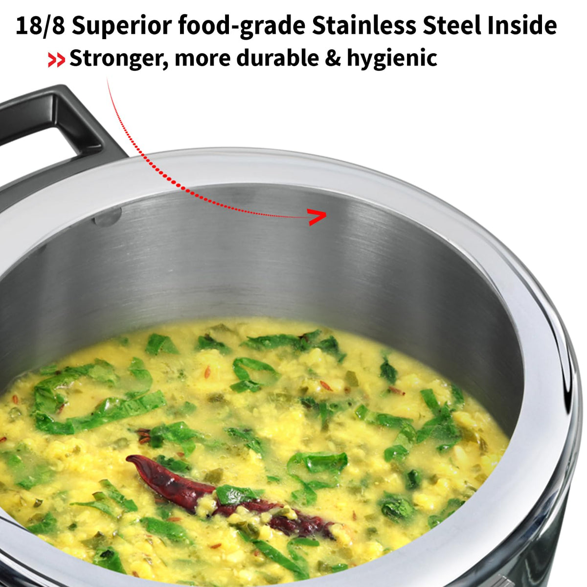 Hawkins 1.5 Litre Triply Stainless Steel Pressure Cooker, Inner Lid Induction Baby Cooker, Silver (HSST15) 1.5 Litres
