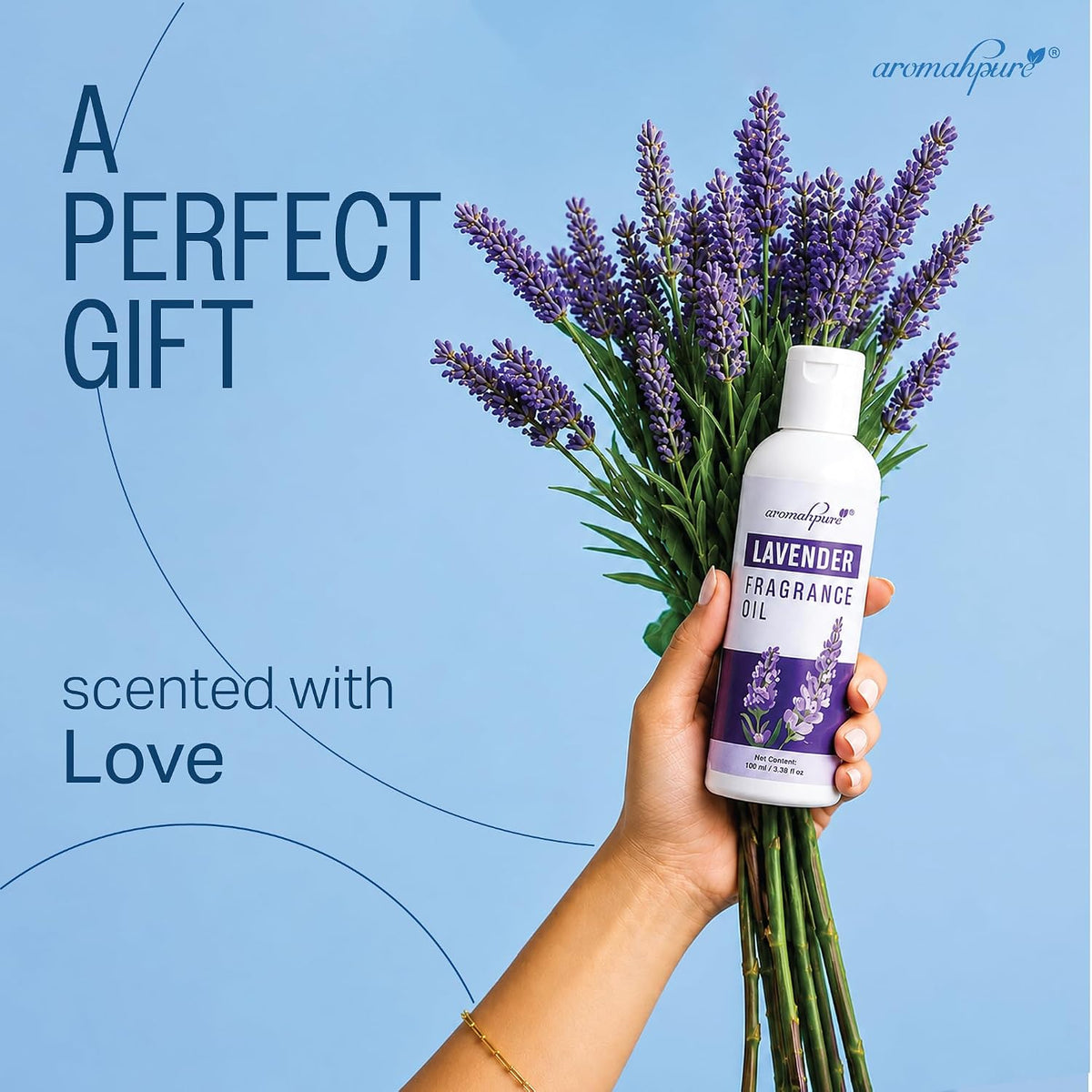 Aromahpure Lavender Aroma Oil | 100ml Undiluted & Natural | Long-Lasting Scent for Aromatherapy, Candle & Soap Making, Diffusers, Room Freshener, Humidifier, Ba