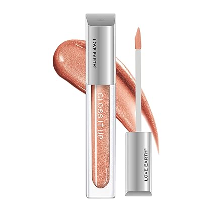 Love Earth Liquid Lip Gloss -Gold Glam For Soft & Dewy Lips Enriched With Vitamin E & Almond Oil |Lip Color For Glossy Look |Lightweight Non Sticky Lip Shiner For Moisturizing Lips 3ml (Golden)