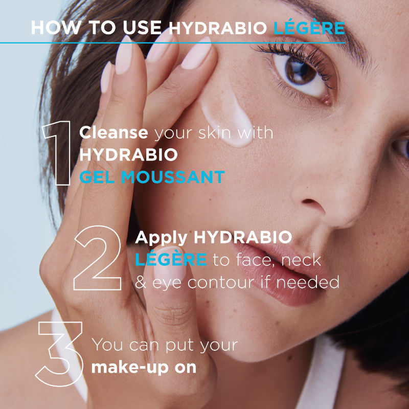 Bioderma Hydrabio Légère 72H Light Moisturising Water Cream Hyaluronic Acid + Niacinamide Day Cream (40ml)