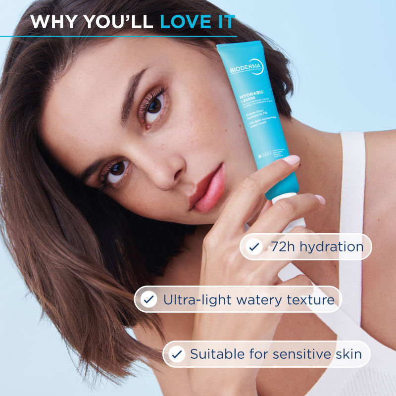 Bioderma Hydrabio Légère 72H Light Moisturising Water Cream Hyaluronic Acid + Niacinamide Day Cream (40ml)
