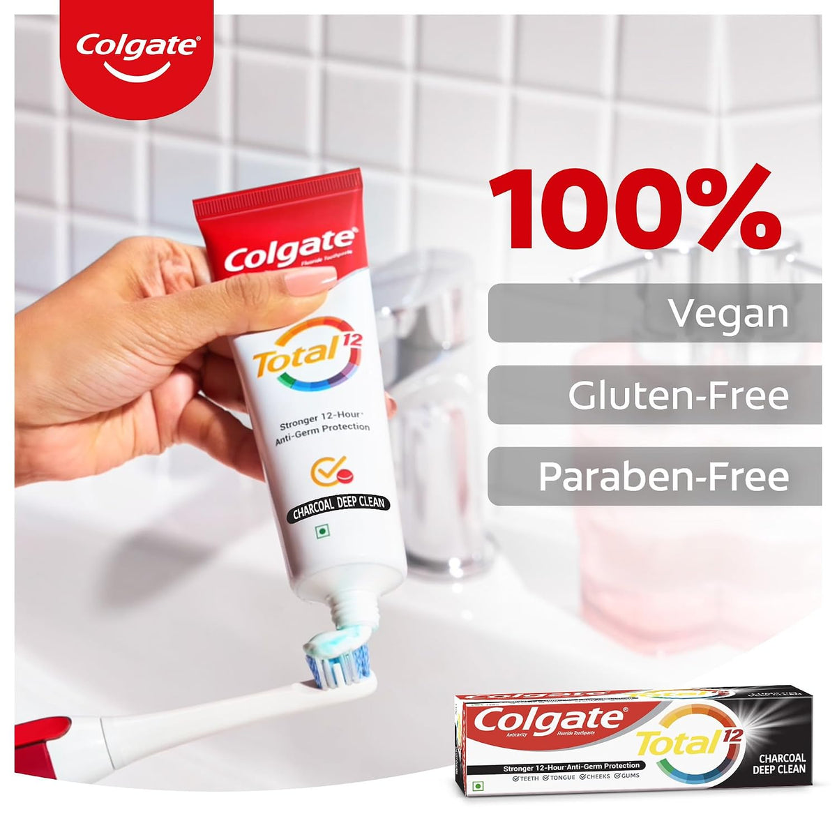 Colgate Total Whole Mouth Health, Antibacterial Toothpaste, 120gm (Charcoal Deep Clean) 120 g (Pack of 1)