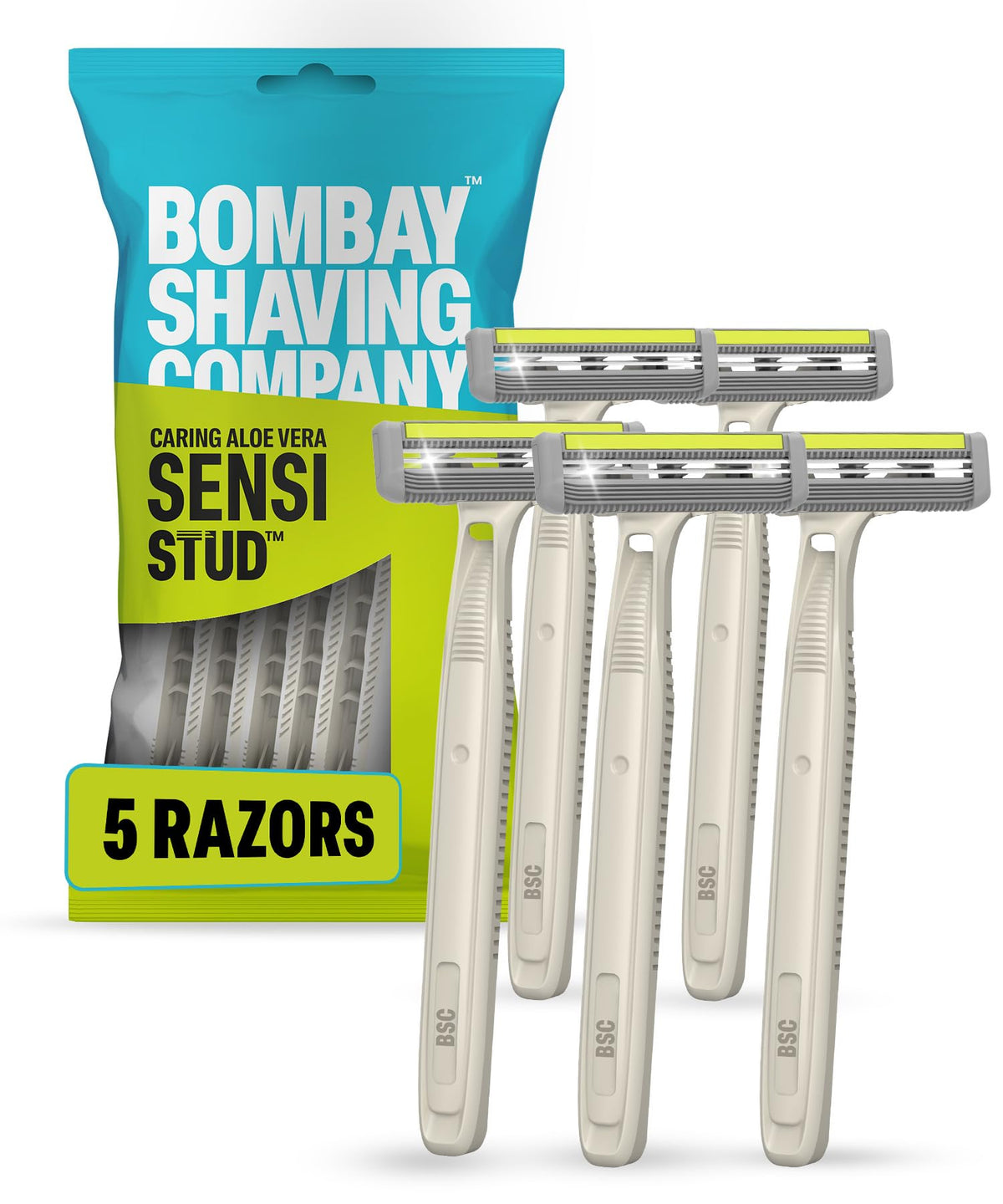 Bombay Shaving Company Flexi Stud Razor | Pack Of 5 Blades green 1 count (Pack of 1)